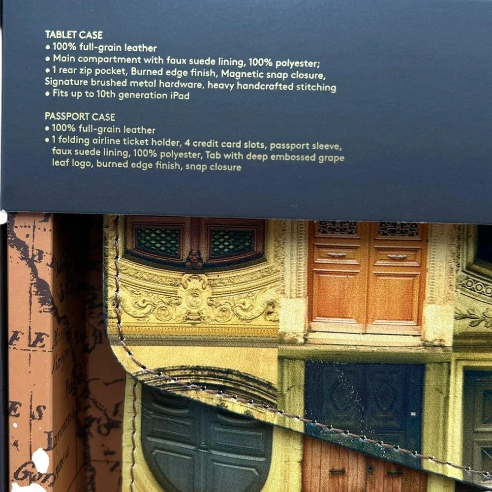 Patricia Nash Leather Tablet Holder & Passport Case Gift Set Doorways Multicolor